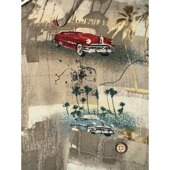 RON CHERESKIN VINTAGE CARS HAWAIIAN BUTTON DOWN SHIRT MENS XXL - Picture 4 of 6